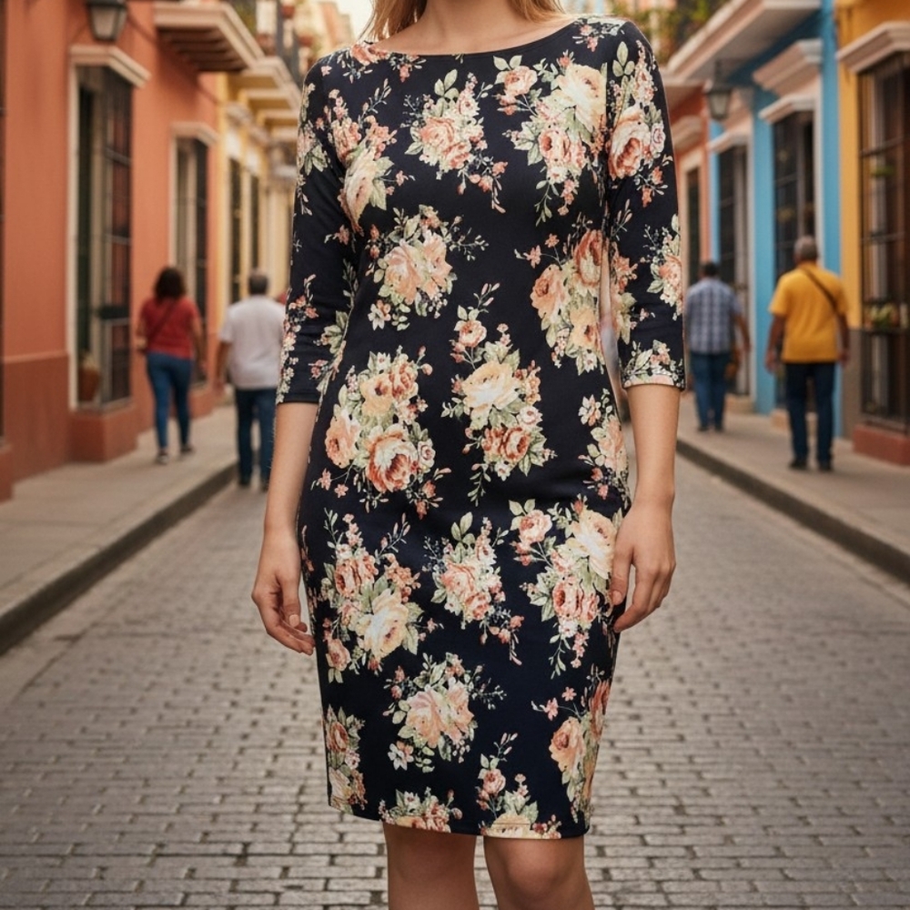 NEW! Charlotte Russe Black Floral Long Sleeve Dress 4240